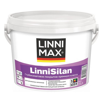 Краска водно-дисперсионная глубокоматовая для внутренних работ LINNIMAX LinniSilan B1 2.5л