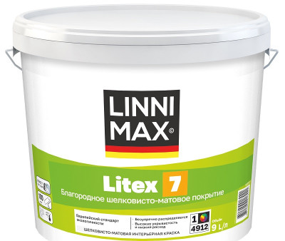 Краска водно-дисперсионная шелковисто-матовая LINNIMAX Litex 7 B1 9л