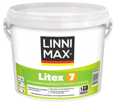 Краска водно-дисперсионная шелковисто-матовая LINNIMAX Litex 7 B1 2,5 л