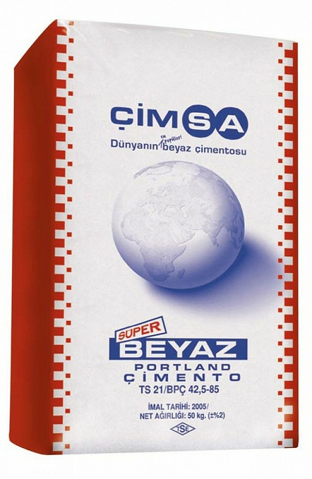 Портландцемент белый CEM I 52.5 R Cimsa, 50 кг 