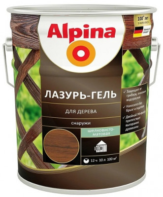  Лазурь - гель Alpina для дерева, 10 л