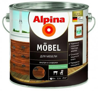 Mobel SM / Лак Alpina  для мебели шелковисто - матовый, 2,5 л