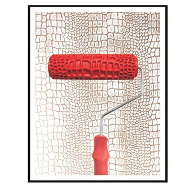 Валик для декора красный резиновый с ручкой "Кожа крокодила"