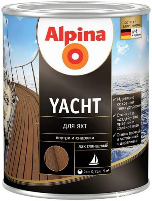 Лак яхтный Alpina палубный глянцевый алкидно-уретановый прозрачный 0.75 л