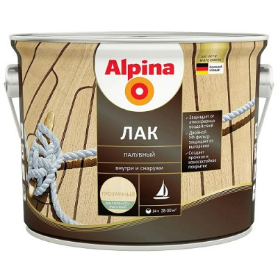 Лак алкидно-уретановый Alpina  палубный , 2,5 л